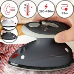 Nova Ferro Da Stiro Da Viaggio Antiaderente E A Doppia Tensione Da 40 Ml Con Misurino Colore : Grigio