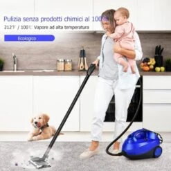 Pulitore A Vapore Professionale 2000W Per Uso Domestico, Scopa A Vapore Elimina Il 99,9% Di Virus, Rosso, 114,3x43,2x22,9 Cm -Pulizia Della Casa 43539114 2