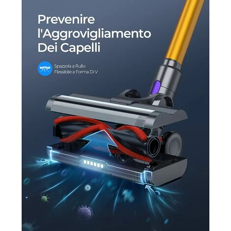 Laresar Scopa Elettrica Senza Fili, 400W/33000pa Aspirapolvere Senza Fili Potente Con Display Touch, Autonomia 50 Minuti, Anti-Avvolgimento Aspirapolvere Senza Fili, Pulizia Dei Bordi, 1.5L【Elite 3】 6 Laresar Scopa Elettrica Senza Fili, 400W/33000pa Aspirapolvere Senza Fili Potente Con Display Touch, Autonomia 50 Minuti, Anti-Avvolgimento Aspirapolvere Senza Fili, Pulizia Dei Bordi, 1.5L【Elite 3】 - immagine 4