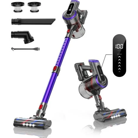 BuTure Aspirapolvere Senza Fili, 33Kpa/400W Scopa Elettrica Senza Fili Potente Con Display Touch E LED, 55Mins Batteria Rimovibile, 4 In 1 Aspirapolvere Per Peli Animali/Pavimenti/Tappeti/Divano-JR400 3 BuTure Aspirapolvere Senza Fili, 33Kpa/400W Scopa Elettrica Senza Fili Potente Con Display Touch E LED, 55Mins Batteria Rimovibile, 4 In 1 Aspirapolvere Per Peli Animali/Pavimenti/Tappeti/Divano-JR400