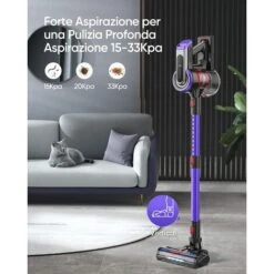 BuTure Aspirapolvere Senza Fili, 33Kpa/400W Scopa Elettrica Senza Fili Potente Con Display Touch E LED, 55Mins Batteria Rimovibile, 4 In 1 Aspirapolvere Per Peli Animali/Pavimenti/Tappeti/Divano-JR400 8 BuTure Aspirapolvere Senza Fili, 33Kpa/400W Scopa Elettrica Senza Fili Potente Con Display Touch E LED, 55Mins Batteria Rimovibile, 4 In 1 Aspirapolvere Per Peli Animali/Pavimenti/Tappeti/Divano-JR400 -Pulizia Della Casa 63921488 2