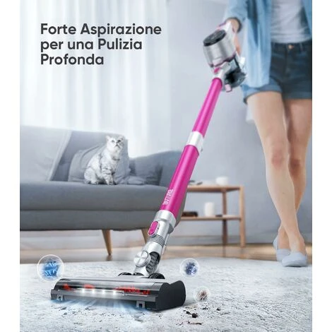 Aspirapolvere Senza Fili, BuTure 33Kpa/400W Scopa Elettrica Senza Fili Potente Con Display Touch E LED, 55min Batteria Rimovibile, 4 In 1 Aspirapolvere Per Peli Animali/Pavimenti/Tappeti/Divano 4 Aspirapolvere Senza Fili, BuTure 33Kpa/400W Scopa Elettrica Senza Fili Potente Con Display Touch E LED, 55min Batteria Rimovibile, 4 In 1 Aspirapolvere Per Peli Animali/Pavimenti/Tappeti/Divano - immagine 2