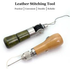 Strumento Per Cucire In Pelle Cucitrice A Mano Punteruolo Per Cucire Riparazione Per Tappezzeria Strumento Per Cucire Con 1 Filo Di Cera 2 Aghi Per Tessuto In Pelle (marrone) -Pulizia Della Casa 77493579 4