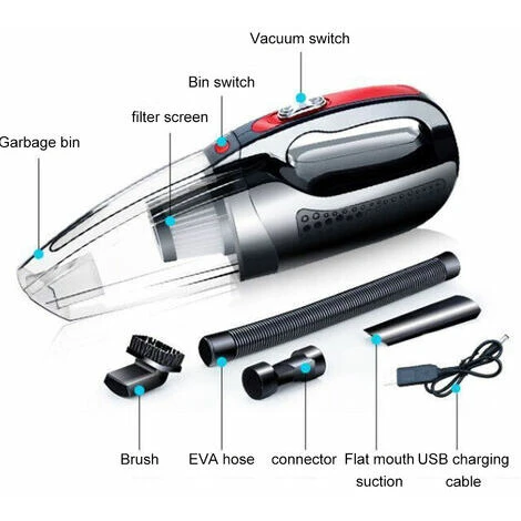 Potente Aspirapolvere Portatile Ad Aspirazione, Aspirapolvere Portatile Senza Fili Ricaricabile Per La Pulizia Di Peli Di Animali Domestici E Polvere Di Ghiaia Per Auto, Nero 5 Potente Aspirapolvere Portatile Ad Aspirazione, Aspirapolvere Portatile Senza Fili Ricaricabile Per La Pulizia Di Peli Di Animali Domestici E Polvere Di Ghiaia Per Auto, Nero - immagine 3