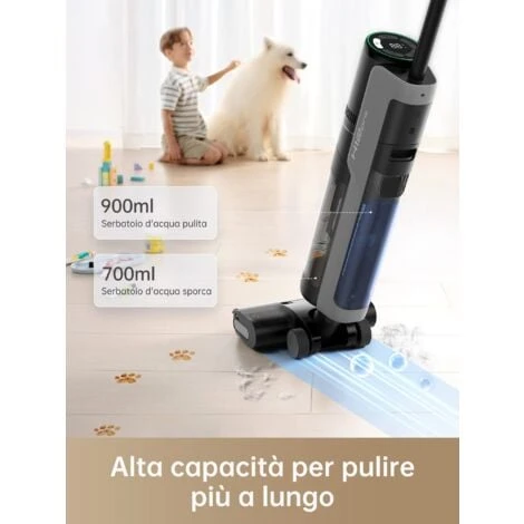 Dreame H12 Pro Aspirapolvere Lavapavimenti Senza Fili, Pulizia Bordi, Autopulente, Asciugatura Ad Aria Calda, Serbatoio Acqua 900 Ml, 35min Autonomia, Pavimenti Duri, Peli Animali Domestici 4 Dreame H12 Pro Aspirapolvere Lavapavimenti Senza Fili, Pulizia Bordi, Autopulente, Asciugatura Ad Aria Calda, Serbatoio Acqua 900 Ml, 35min Autonomia, Pavimenti Duri, Peli Animali Domestici - immagine 2