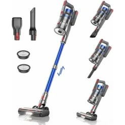 BuTure Aspirapolvere Senza Fili,33KPA/450W Scopa Elettrica Senza Fili Potente,55Mins Batteria Rimovibile,Filtraggio A 6 Strati,Anti-Avvolgimento Aspirapolvere Per Peli Animali/Pavimenti/Tappeti-JR500