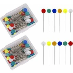 HIASDFLS Spilli A Testa Di Fiore, Spilli Da Cucito Dritti Colori Assortiti Spilli Patchwork Con Custodie Trasparenti Per Progetti Di Cucito Artigianato Da Sarta 200 Pezzi