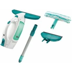 Leifheit Pulizia - Lavavetri Elettrico Window Cleaner Con Mocio, Asta Da 43 Cm E Bocchetta Di Aspirazione 17 Cm 51016