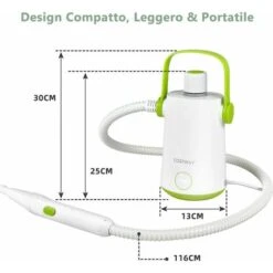 COSTWAY 1000W Pulitore A Vapore Multiuso, Macchina A Vapore Portatile Con 10 Accessori Serbatoio Da 300 Ml, Pulizia A Vapore Con Tubo Flessibile Per Cucina Bagno Finestre (Verde) -Pulizia Della Casa 96369147 4