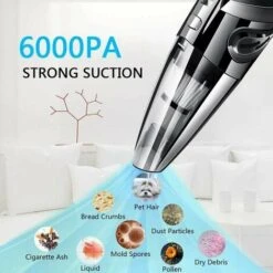 Aspirapolvere Portatile Potente Senza Fili 120W 2200mAh Con Funzione Wet & Dry Filtro HEPA Lavabile E 5 Ugelli Ricaricabili Per Casa, Tavolo, Ufficio, Auto -Pulizia Della Casa 97887832 3